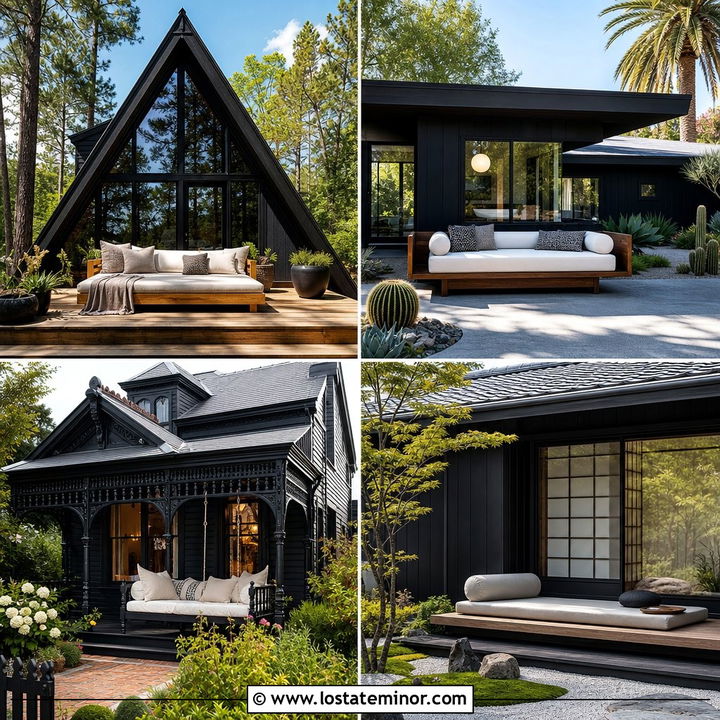 30 Black House Design With Daybed Ideas: Cozy Outdoor Retreats