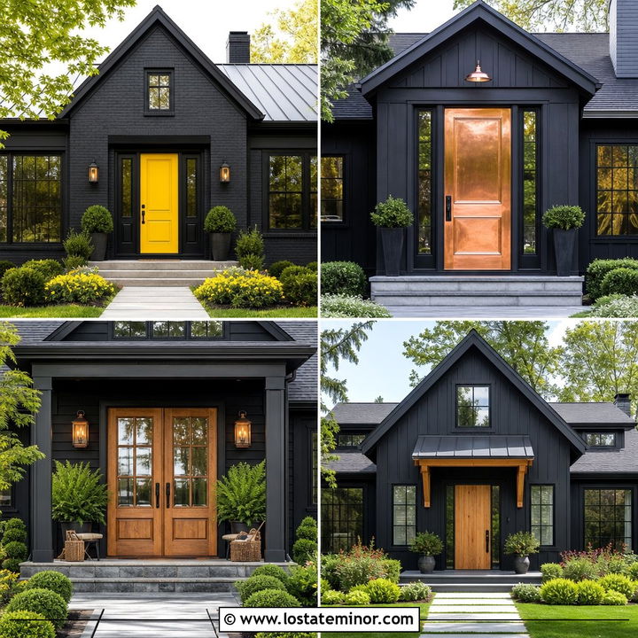 30 Black House Design With Entry Door Ideas: Stunning Curb Appeal