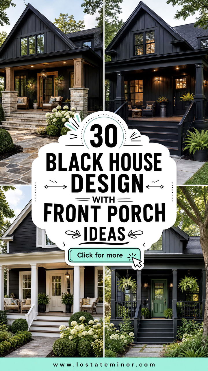 30 Black House Design With Front Porch Ideas Cozy Appeal - 30 Black House Design With Front Porch Ideas: Cozy Appeal