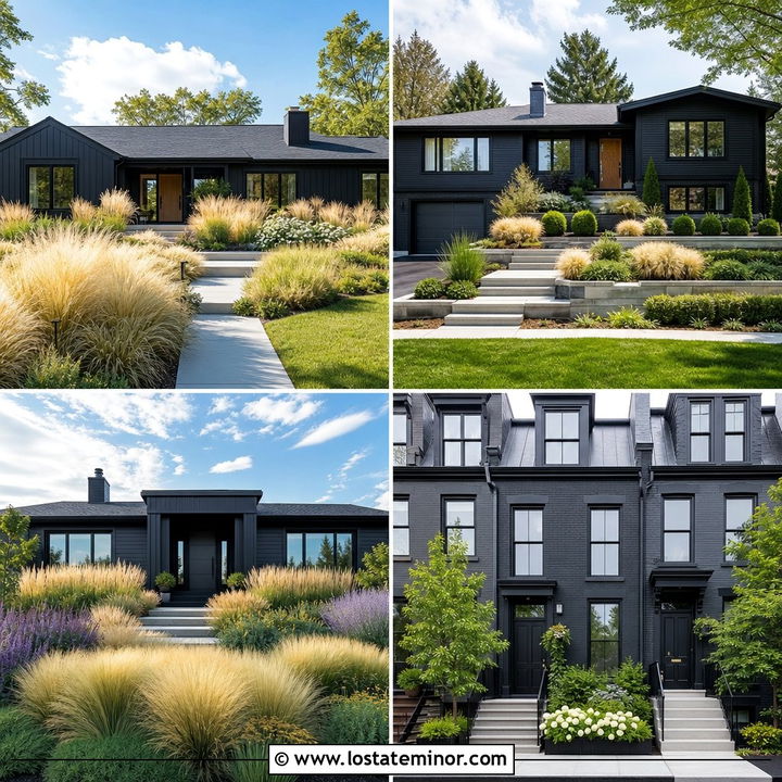 30 Black House Design With Front Yard Ideas: Fresh Appeal