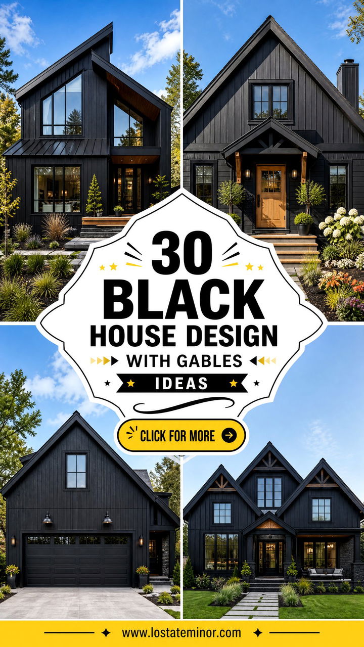 30 Black House Design With Gables Ideas Striking Rooflines - 30 Black House Design With Gables Ideas: Striking Rooflines