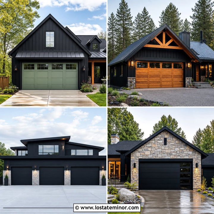 30 Black House Design With Garage Door Ideas: Sleek Appeal