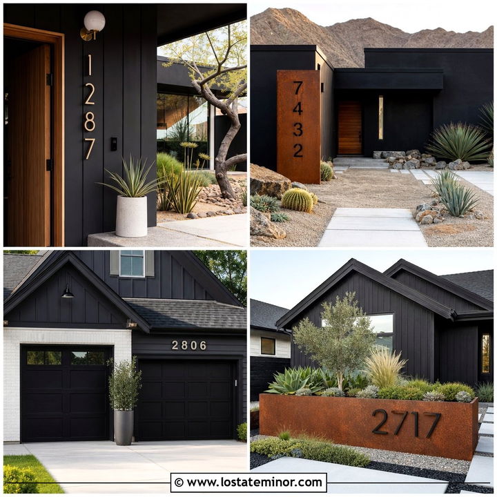 30 Black House Design With House Numbers Ideas: Chic Details