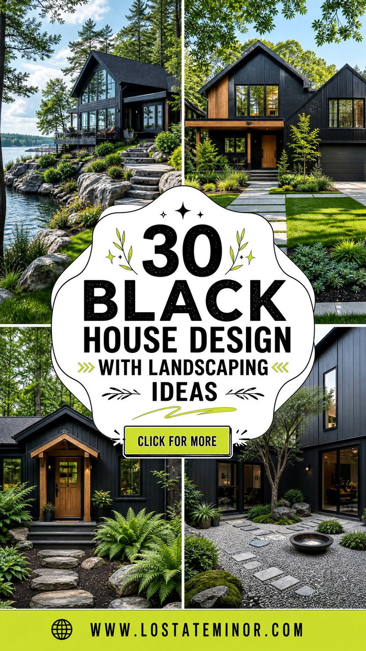 30 Black House Design With Landscaping Ideas Lush Appeal - 30 Black House Design With Landscaping Ideas: Lush Appeal