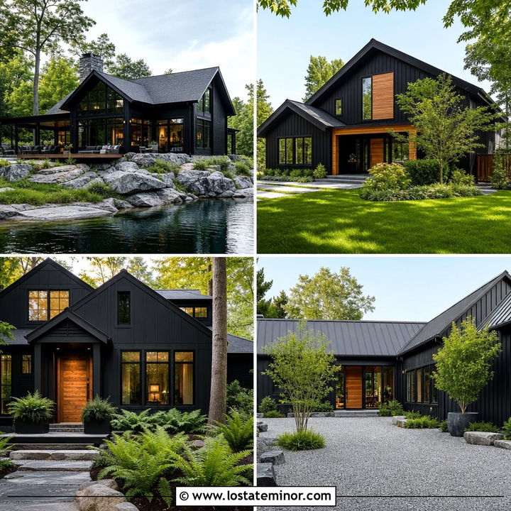 30 Black House Design With Landscaping Ideas: Lush Appeal