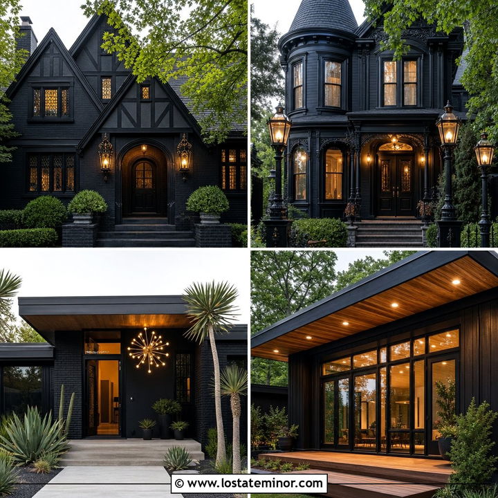 30 Black House Design With Light Fixtures Ideas: Modern Glow