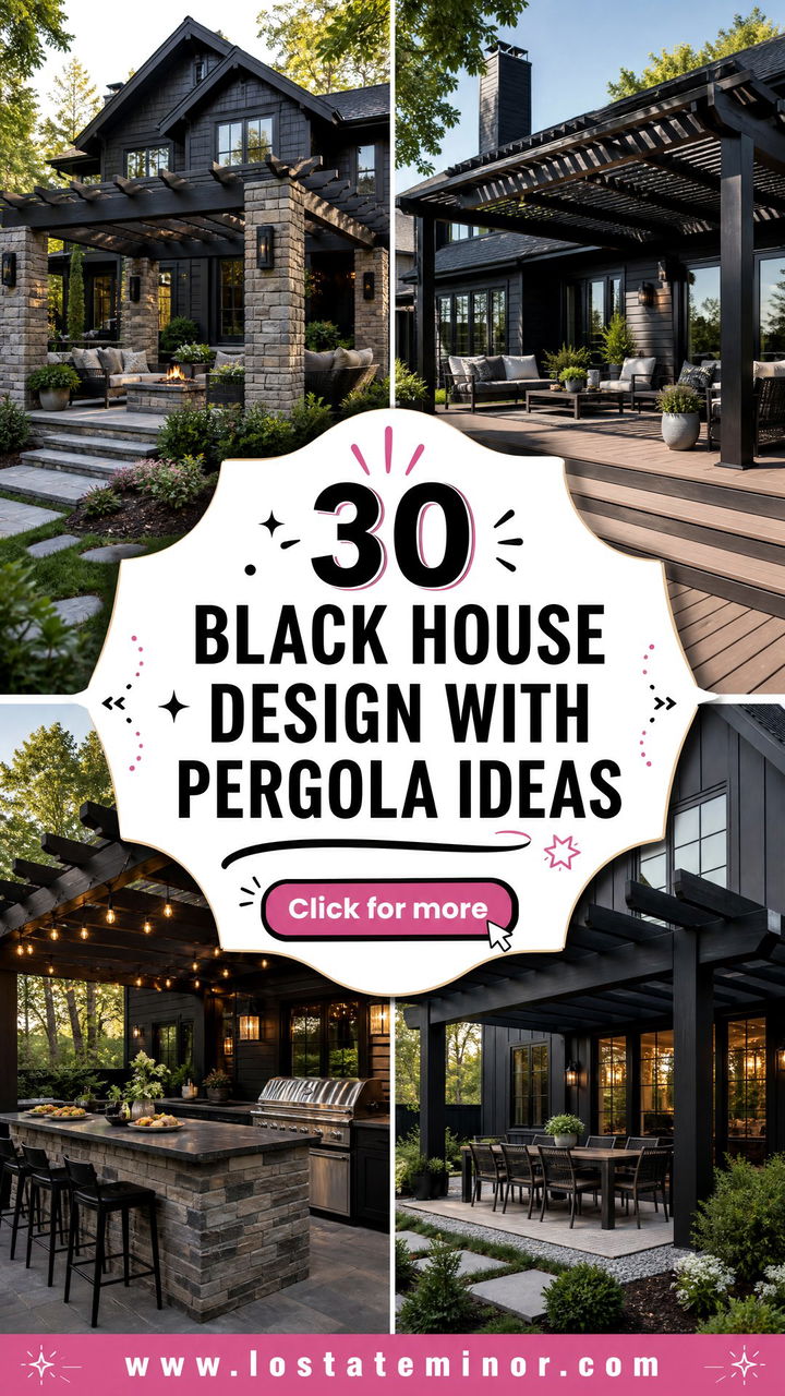 30 Black House Design With Pergola Ideas Chic Outdoor Shade - 30 Black House Design With Pergola Ideas: Chic Outdoor Shade