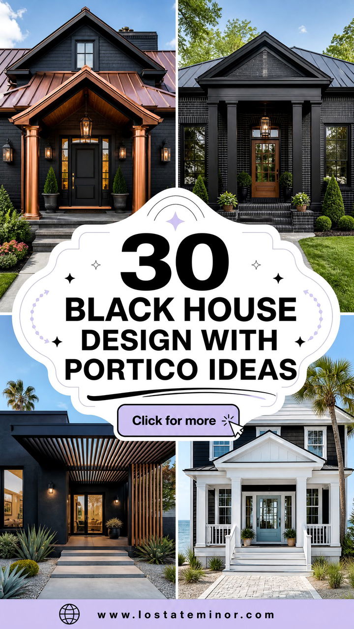 30 Black House Design With Portico Ideas Elegant Entryways - 30 Black House Design With Portico Ideas: Elegant Entryways