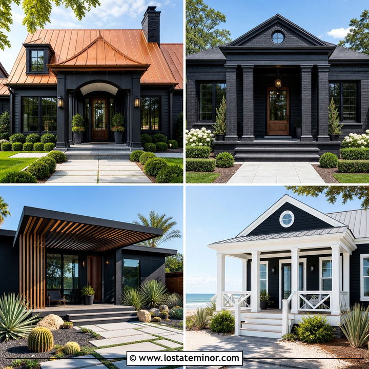 30 Black House Design With Portico Ideas: Elegant Entryways