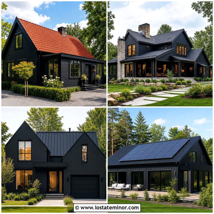 30 Black House Design With Roof Ideas: Bold Roofline Style
