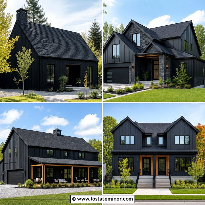 30 Black House Design With Shingles Ideas: Bold Roof Style
