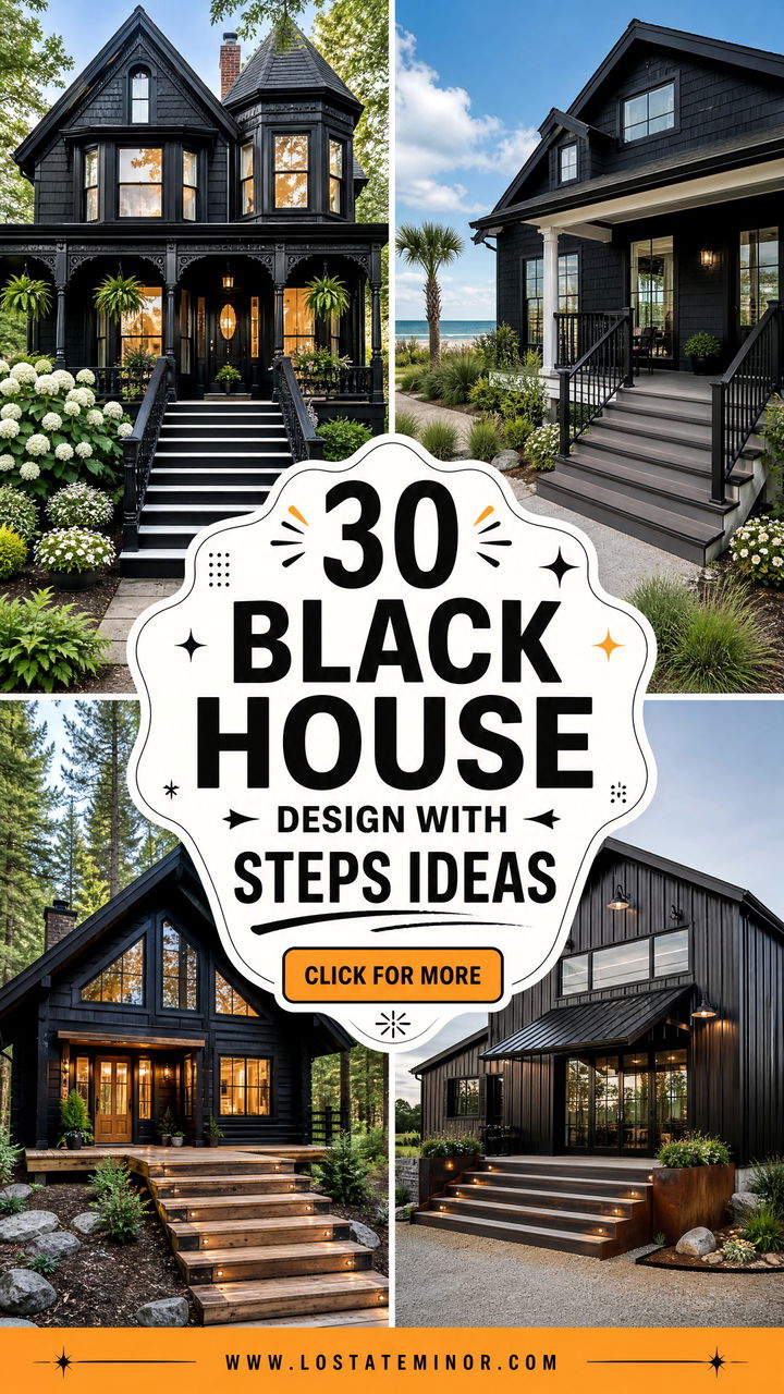 30 Black House Design With Steps Ideas for Welcoming Entries - 30 Black House Design With Steps Ideas for Welcoming Entries