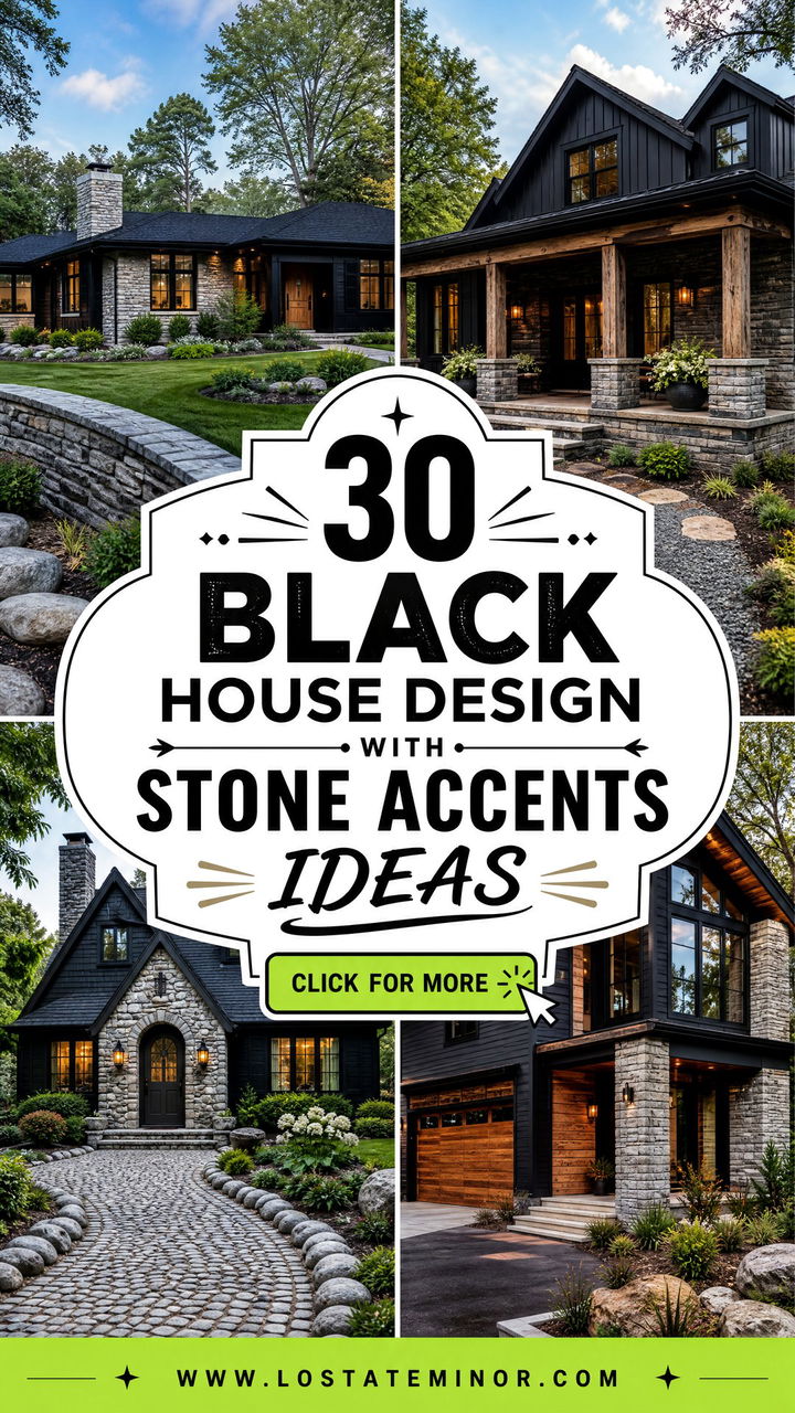 30 Black House Design With Stone Accents Ideas to Inspire - 30 Black House Design With Stone Accents Ideas to Inspire