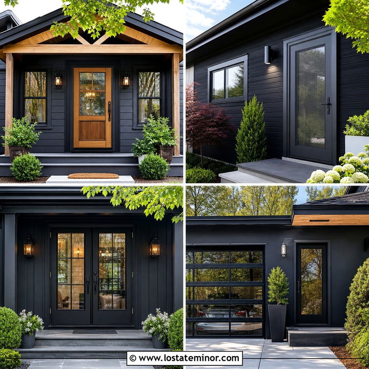 30 Black House Design With Storm Door Ideas for Stylish Entries