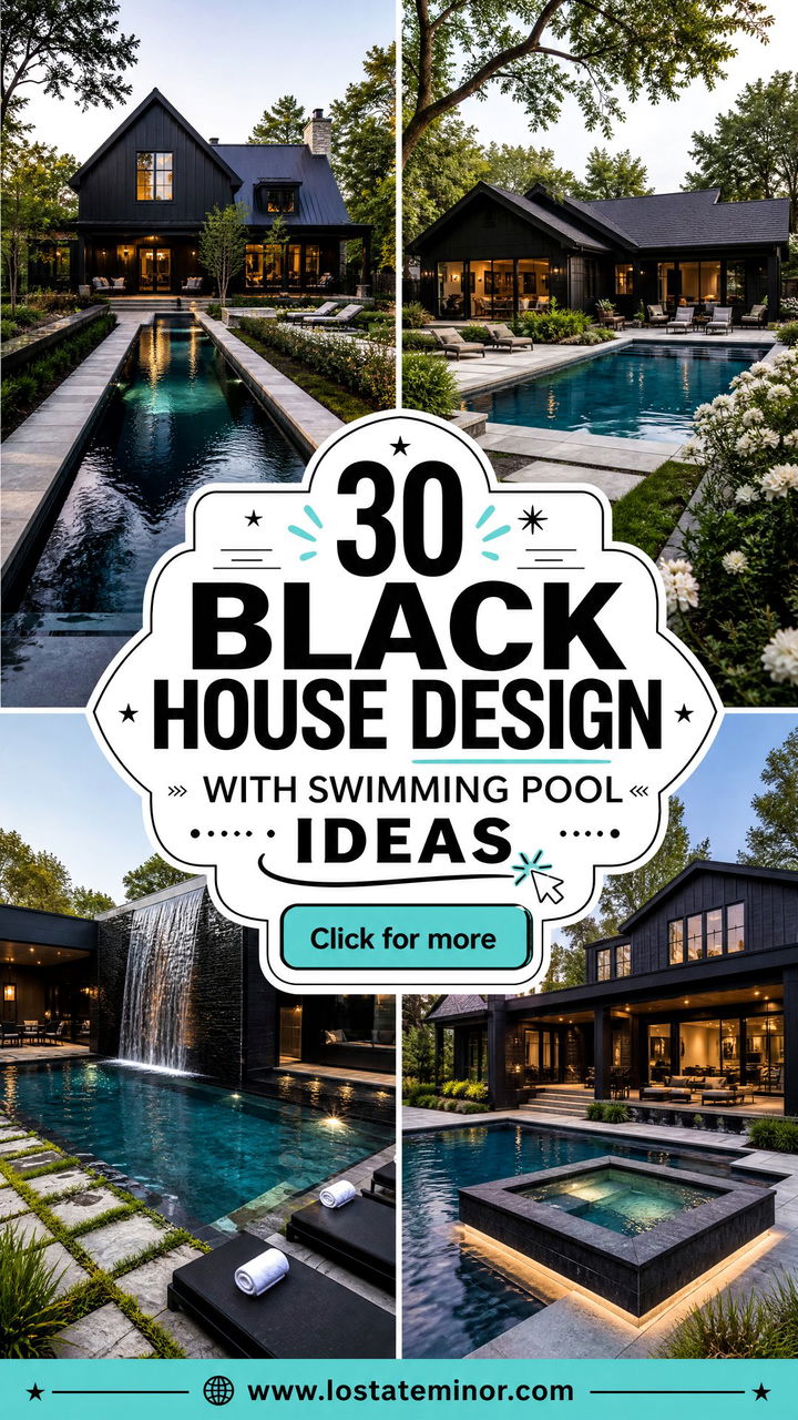 30 Black House Design With Swimming Pool Ideas for Luxe Backyards - 30 Black House Design With Swimming Pool Ideas for Luxe Backyards