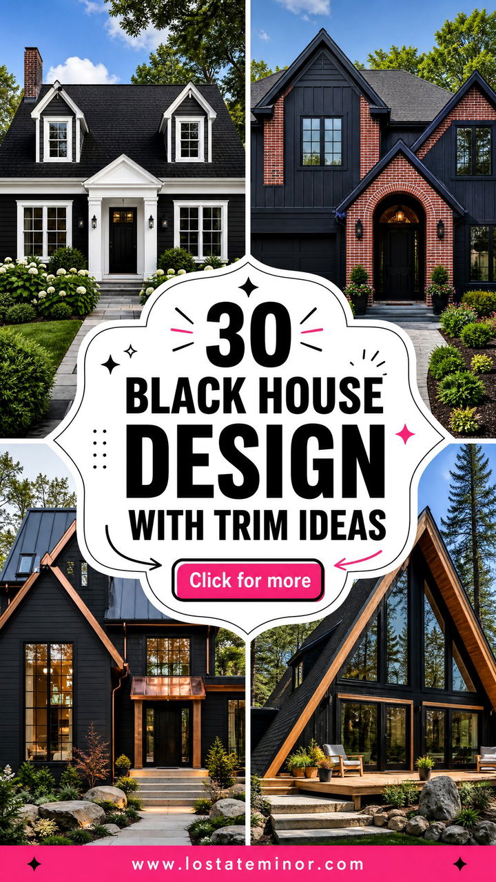 30 Black House Design With Trim Ideas for Striking Contrast - 30 Black House Design With Trim Ideas for Striking Contrast