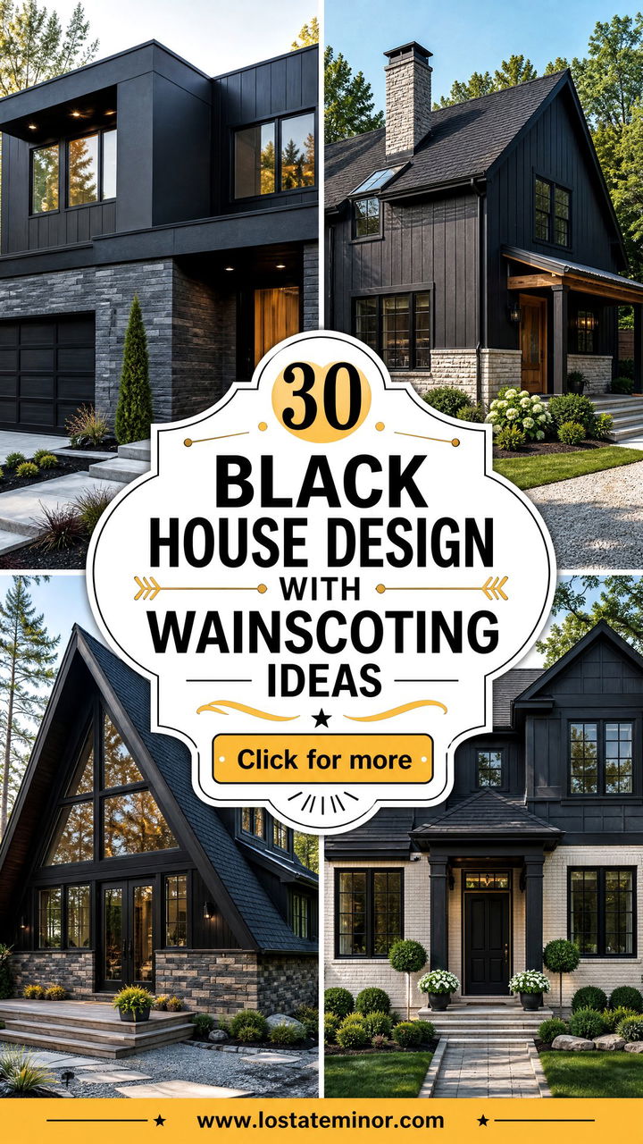 30 Black House Design With Wainscoting Ideas for Timeless Style - 30 Black House Design With Wainscoting Ideas for Timeless Style