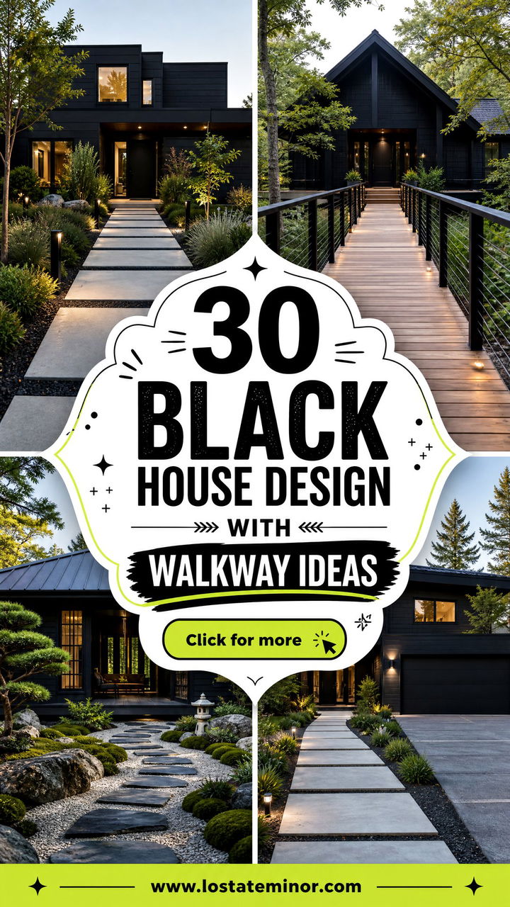 30 Black House Design With Walkway Ideas for Inviting Entries - 30 Black House Design With Walkway Ideas for Inviting Entries