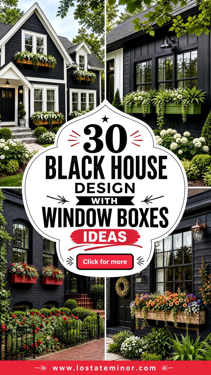 30 Black House Design With Window Boxes Ideas for Charming Style - 30 Black House Design With Window Boxes Ideas for Charming Style