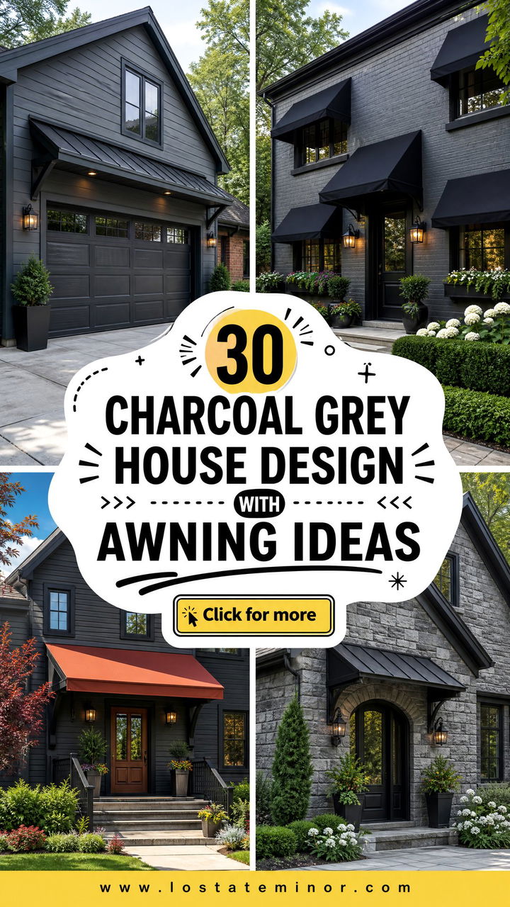 30 Charcoal Grey House Design With Awning Ideas for Smart Shade - 30 Charcoal Grey House Design With Awning Ideas for Smart Shade
