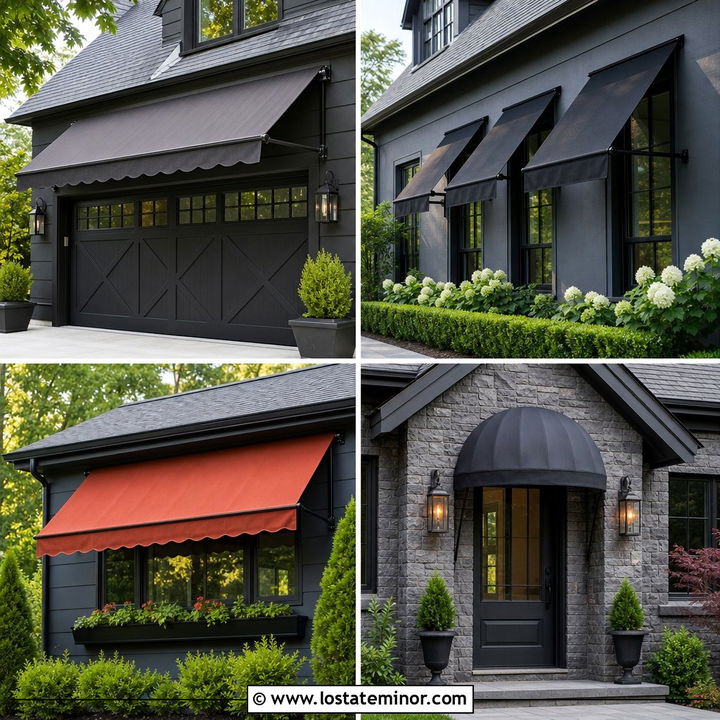 30 Charcoal Grey House Design With Awning Ideas for Smart Shade