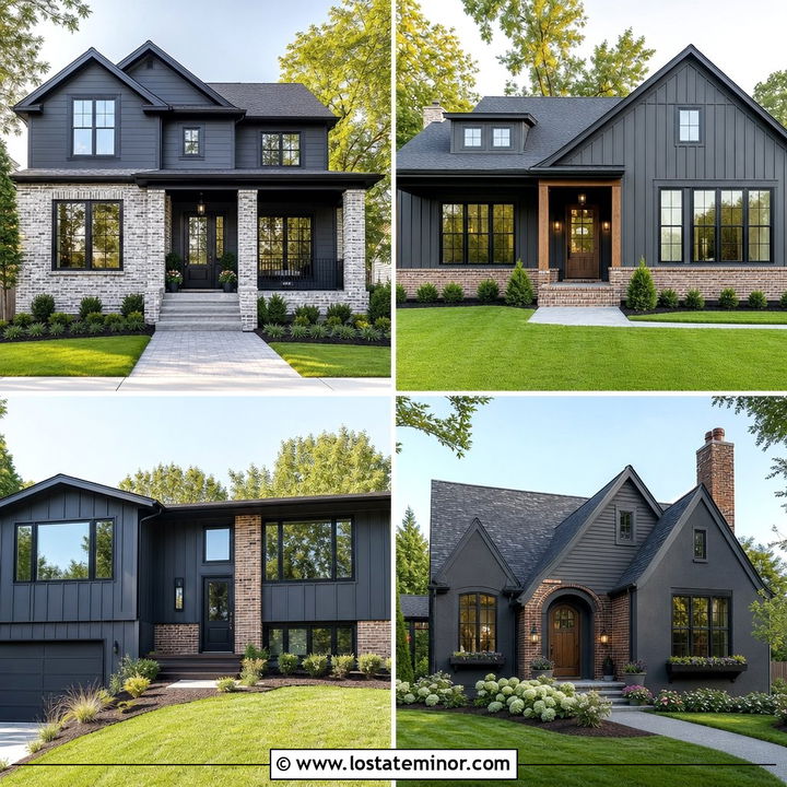 30 Charcoal Grey House Design With Brick Accents Ideas to Love