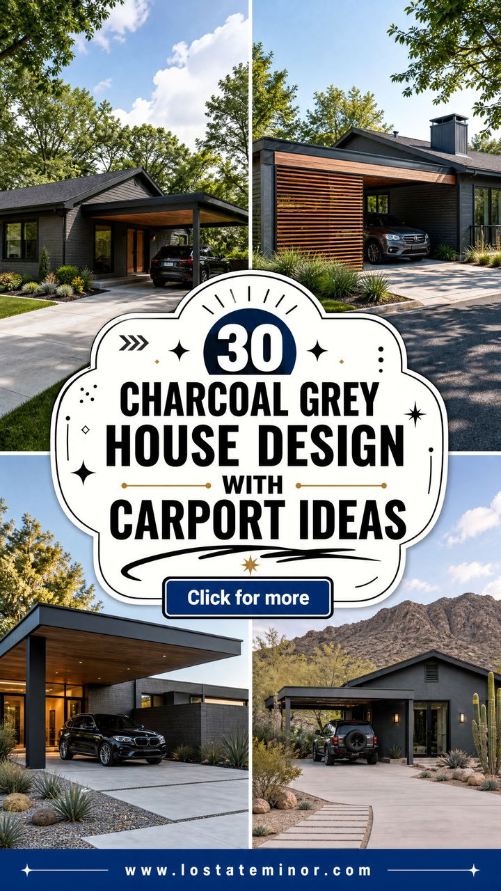 30 Charcoal Grey House Design With Carport Ideas Smart Style - 30 Charcoal Grey House Design With Carport Ideas: Smart Style
