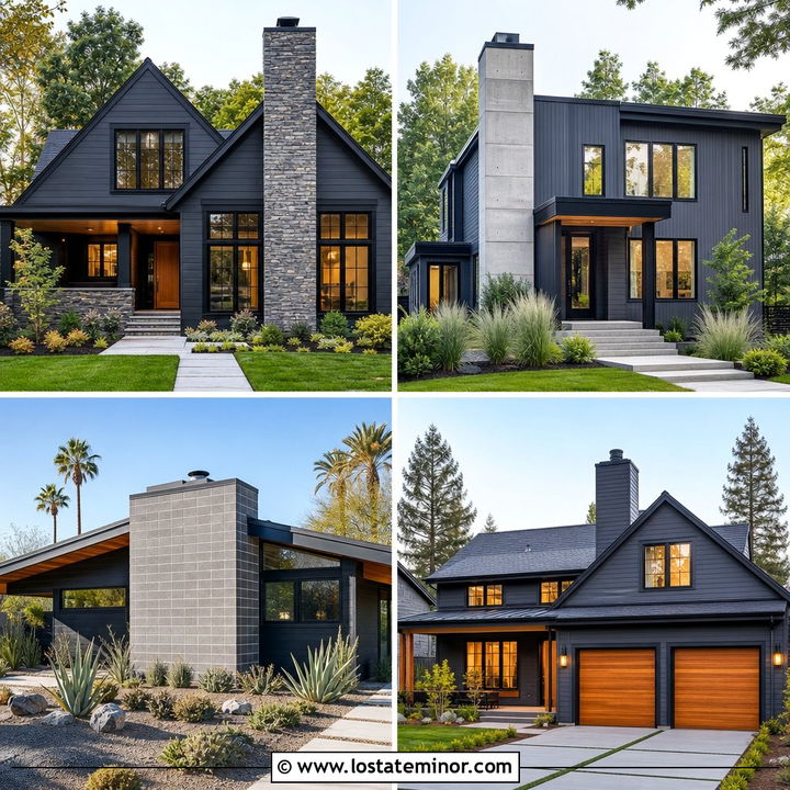 30 Charcoal Grey House Design With Chimney Ideas: Classic Charm