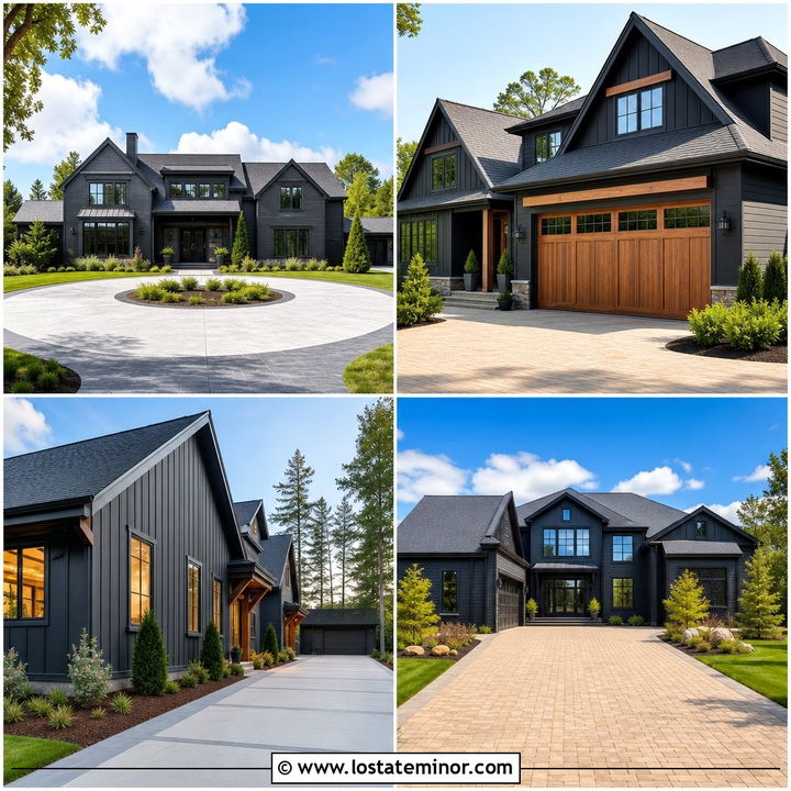 30 Charcoal Grey House Design With Driveway Ideas for Curb Appeal