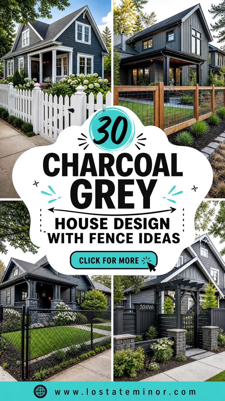 30 Charcoal Grey House Design With Fence Ideas for Curb Appeal - 30 Charcoal Grey House Design With Fence Ideas for Curb Appeal