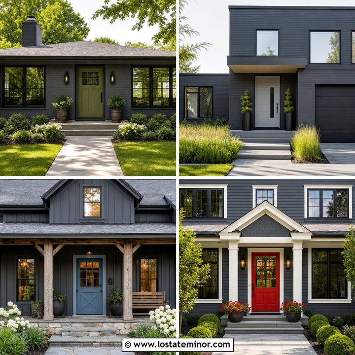 30 Charcoal Grey House Design With Front Door Ideas That Impress