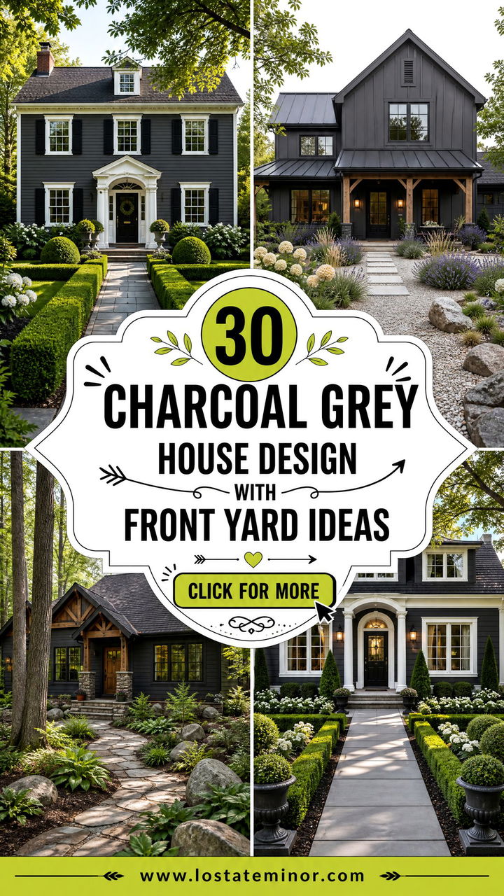 30 Charcoal Grey House Design With Front Yard Ideas Fresh Looks - 30 Charcoal Grey House Design With Front Yard Ideas: Fresh Looks