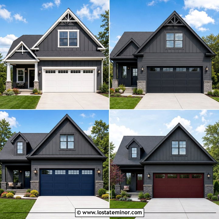 30 Charcoal Grey House Design With Garage Door Ideas That Impress
