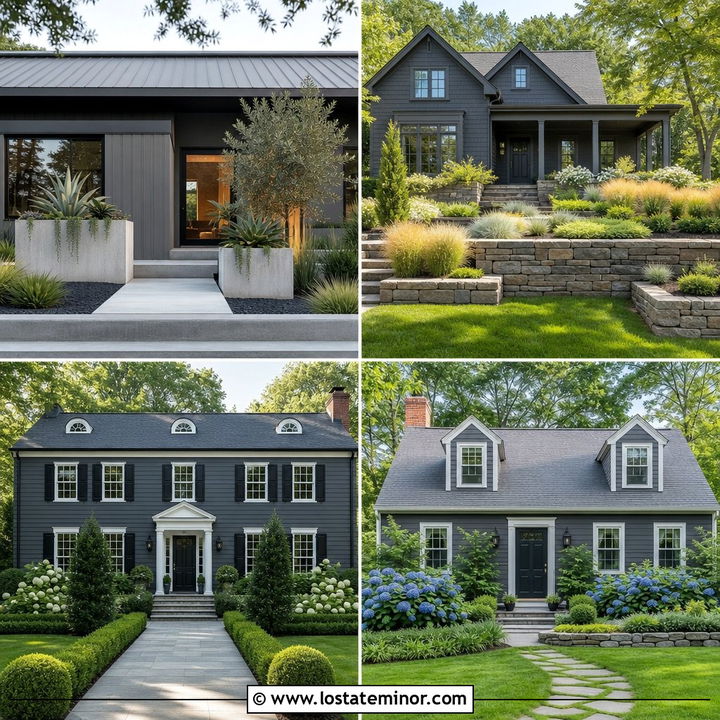 30 Charcoal Grey House Design With Landscaping Ideas Made Easy