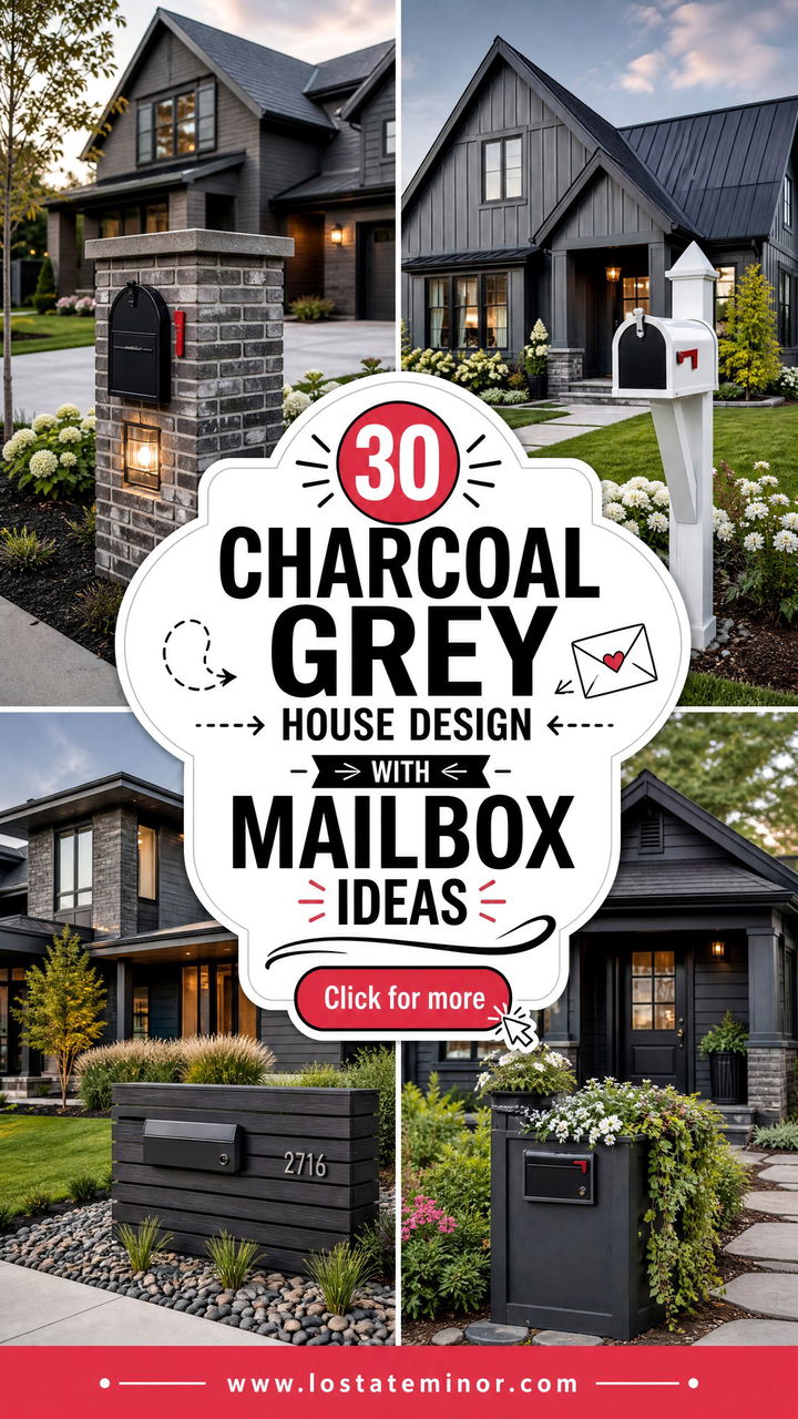 30 Charcoal Grey House Design With Mailbox Ideas With Curb Appeal - 30 Charcoal Grey House Design With Mailbox Ideas With Curb Appeal