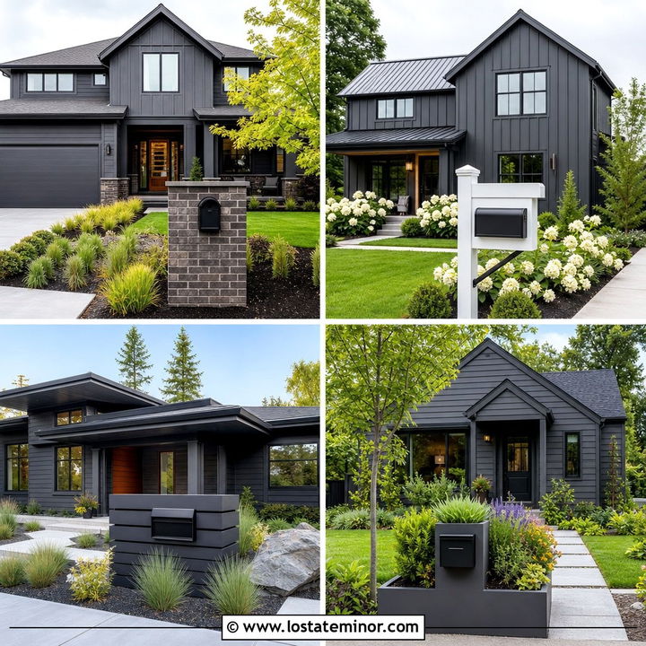30 Charcoal Grey House Design With Mailbox Ideas With Curb Appeal