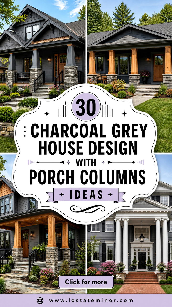 30 Charcoal Grey House Design With Porch Columns Ideas for Charm - 30 Charcoal Grey House Design With Porch Columns Ideas for Charm