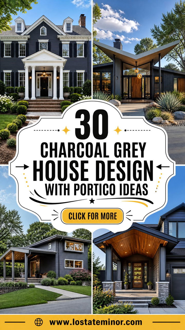 30 Charcoal Grey House Design With Portico Ideas to Inspire - 30 Charcoal Grey House Design With Portico Ideas to Inspire