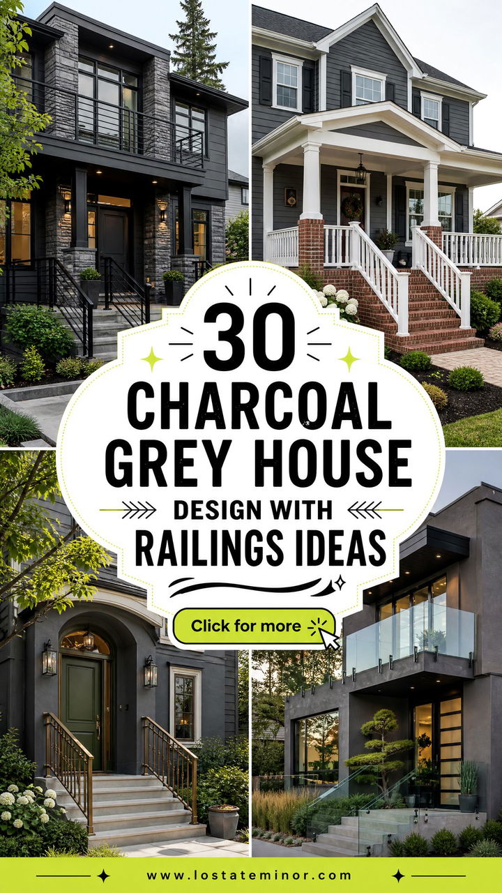 30 Charcoal Grey House Design With Railings Ideas Youll Love - 30 Charcoal Grey House Design With Railings Ideas You’ll Love
