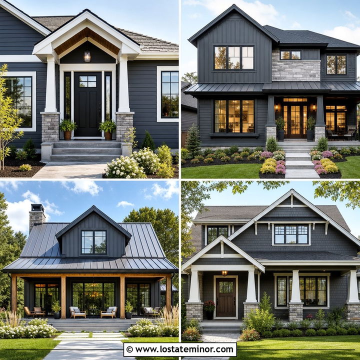 30 Charcoal Grey House Design With Siding Ideas for Fresh Style
