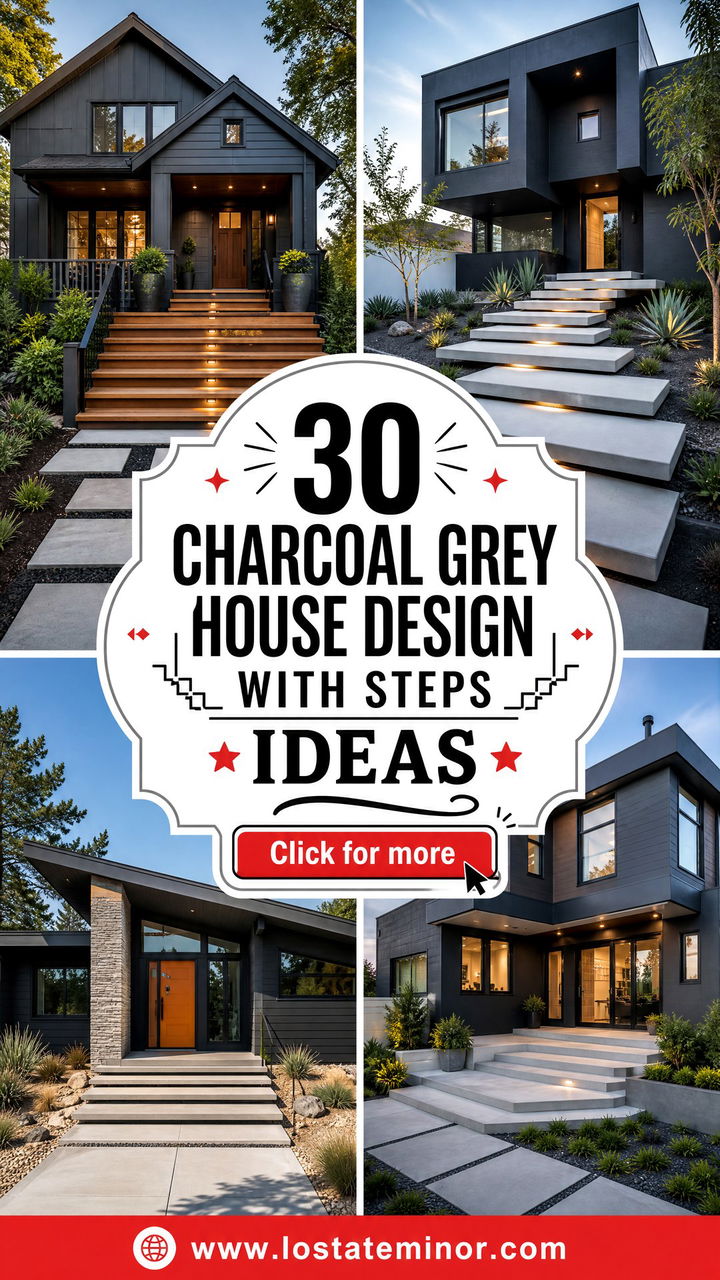30 Charcoal Grey House Design With Steps Ideas Youll Love - 30 Charcoal Grey House Design With Steps Ideas You’ll Love