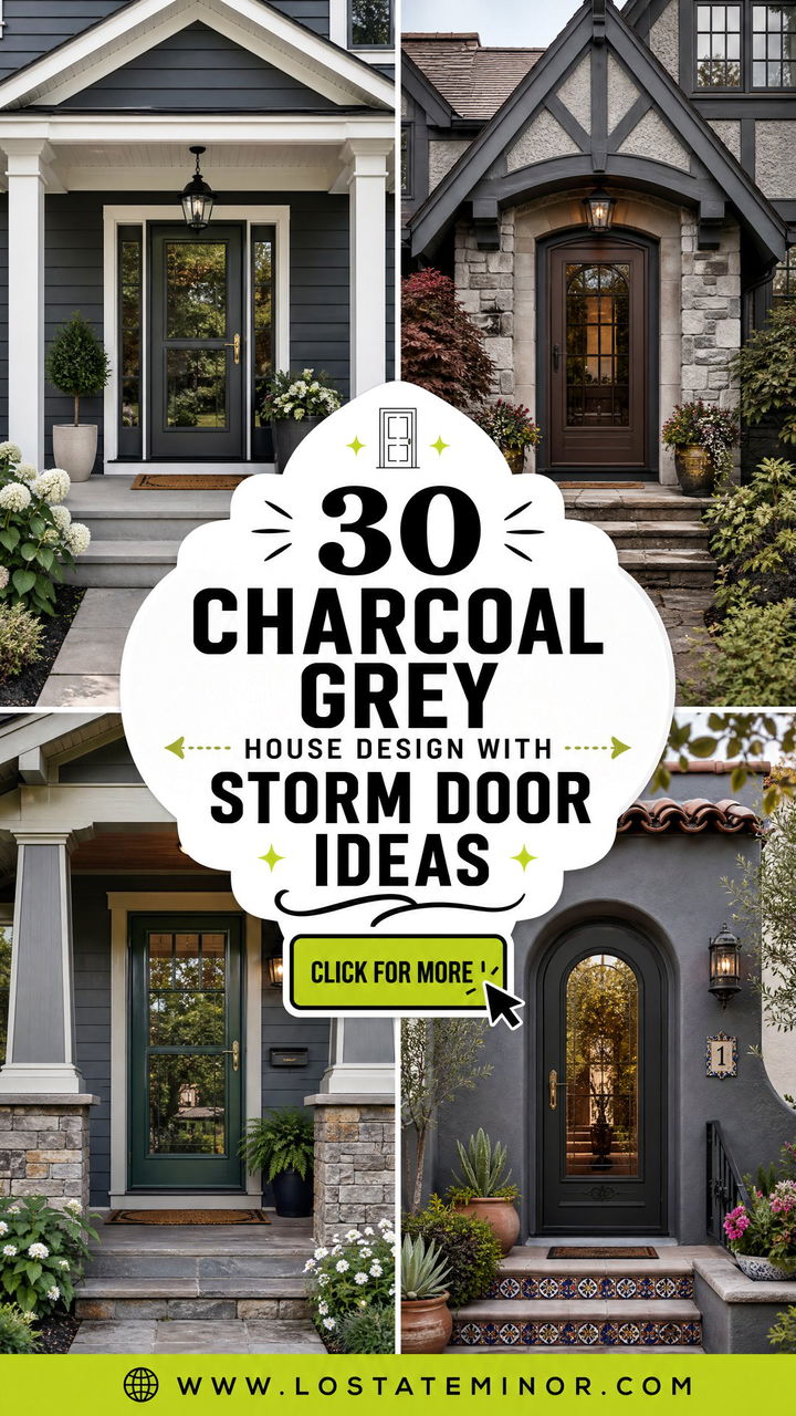 30 Charcoal Grey House Design With Storm Door Ideas for Any Home - 30 Charcoal Grey House Design With Storm Door Ideas for Any Home