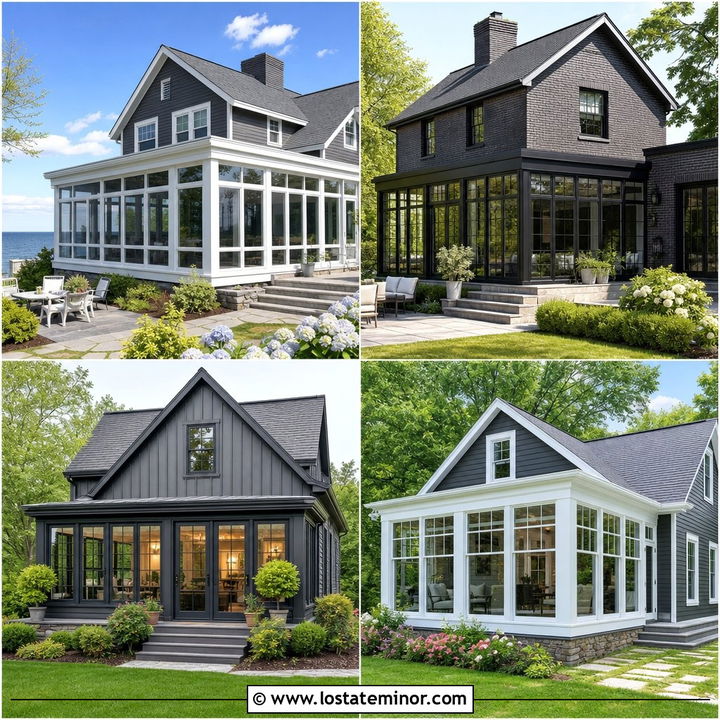 30 Charcoal Grey House Design With Sunroom Ideas for Cozy Living
