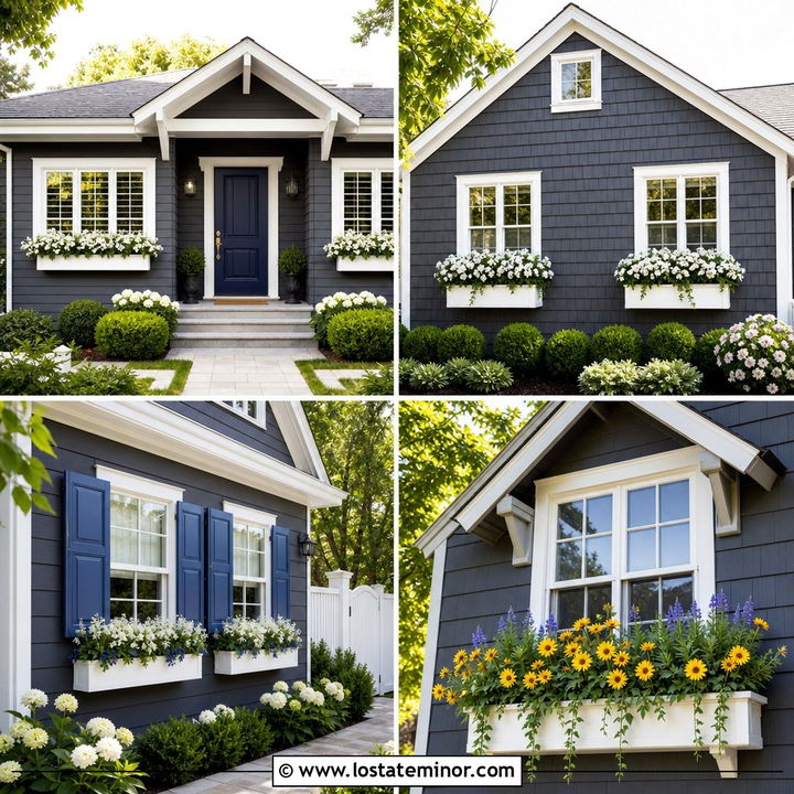 30 Charcoal Grey House Design With Window Boxes Ideas You’ll Love