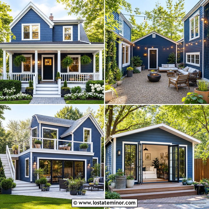 30 Denim Blue House Design With Backyard Ideas You’ll Love