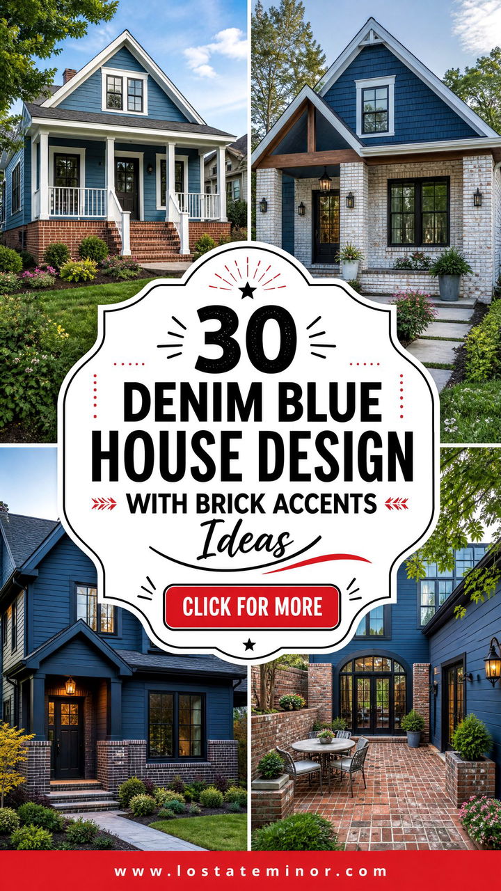 30 Denim Blue House Design With Brick Accents Ideas to Try - 30 Denim Blue House Design With Brick Accents Ideas to Try