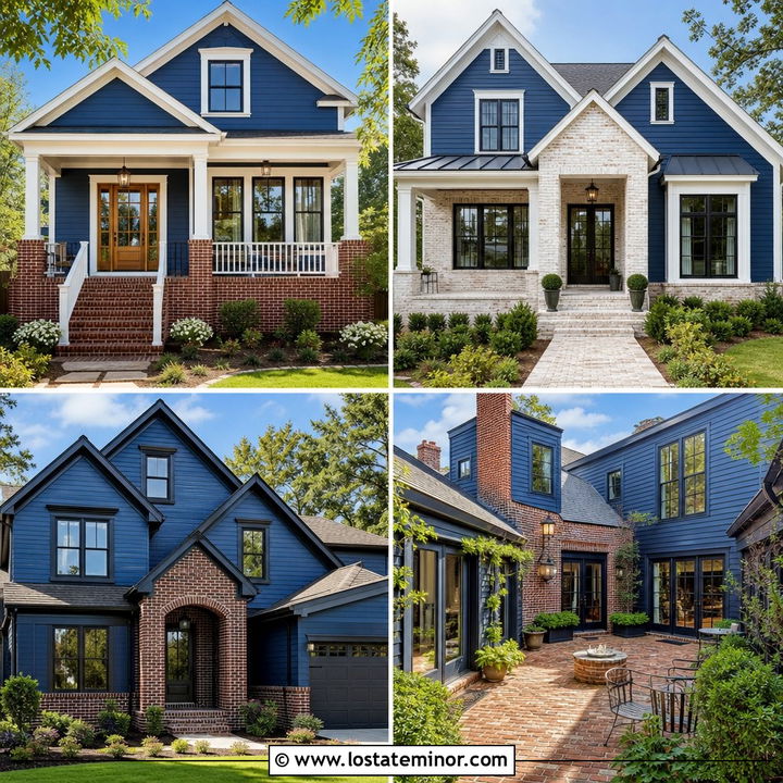 30 Denim Blue House Design With Brick Accents Ideas to Try