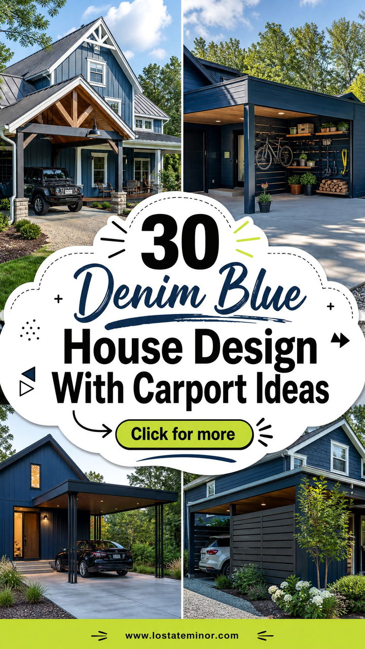 30 Denim Blue House Design With Carport Ideas Youll Love - 30 Denim Blue House Design With Carport Ideas You’ll Love