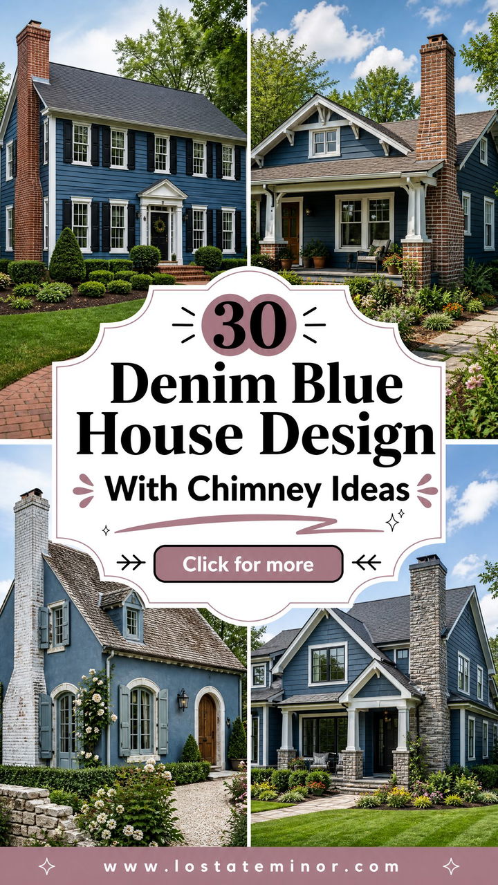 30 Denim Blue House Design With Chimney Ideas That Feel Timeless - 30 Denim Blue House Design With Chimney Ideas That Feel Timeless