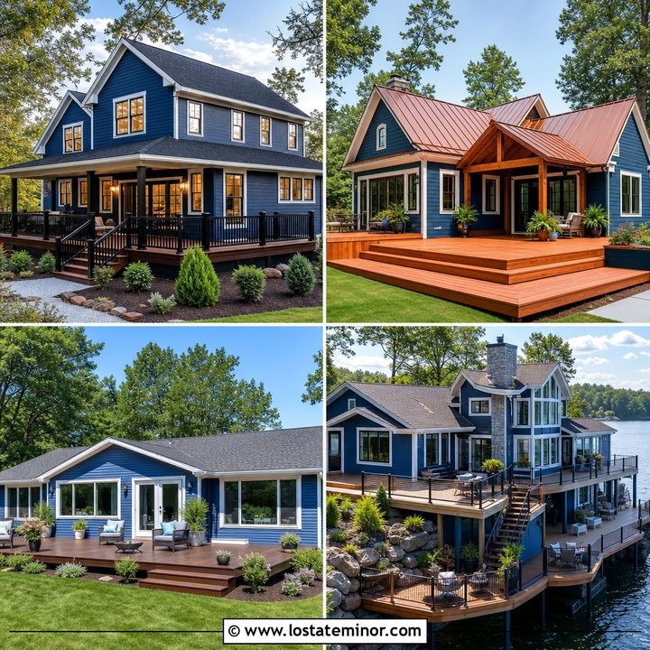 30 Denim Blue House Design With Deck Ideas for Outdoor Living
